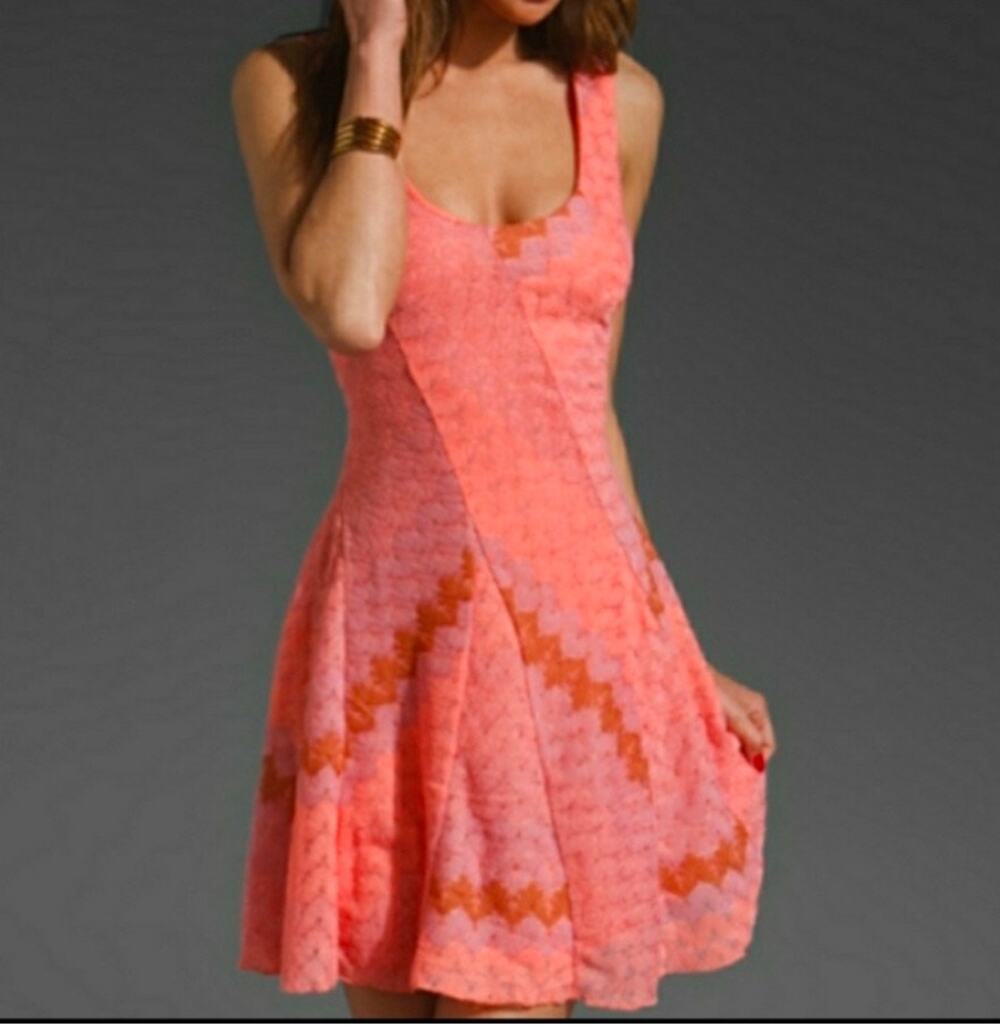 Free People My One and Only Swing Dress Pink Coral Sleeveless Scoop Neck Large